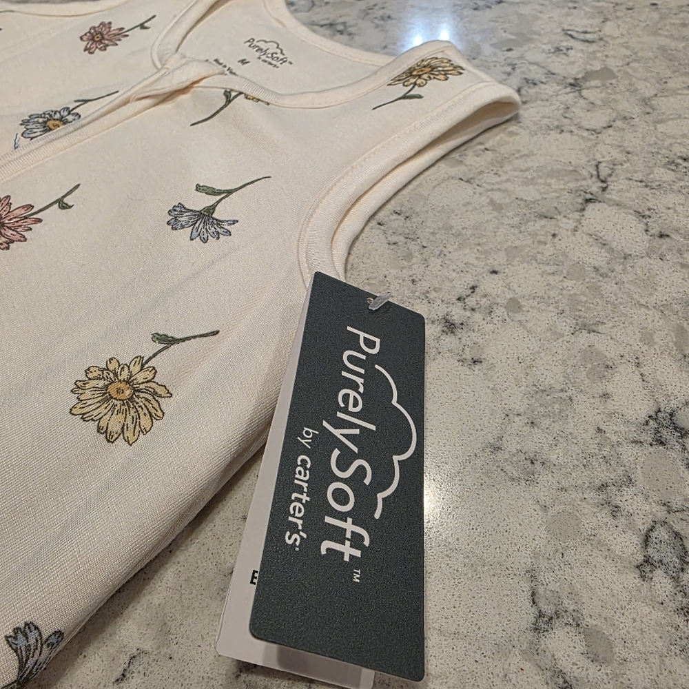 Carter's Baby 2-Way Zip Floral PurelySoft Wearable Blanket - Ivory Floral Medium - Picture 8 of 12